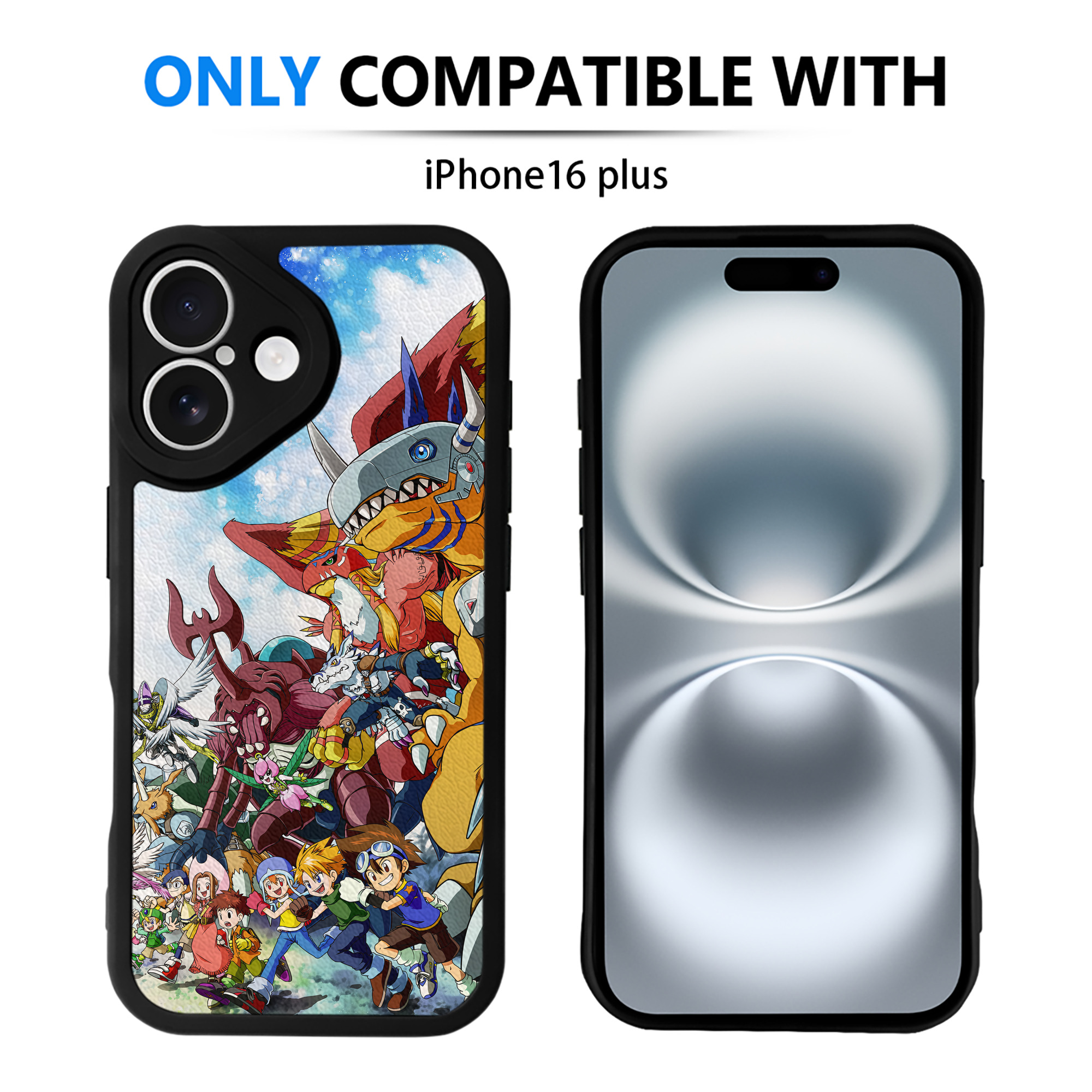 （画像用） Digimon デジタルモンスター/デジモン 【iPhone 16シリーズ対応】シリコンスマホケース（レザー調） 材質：シリコン